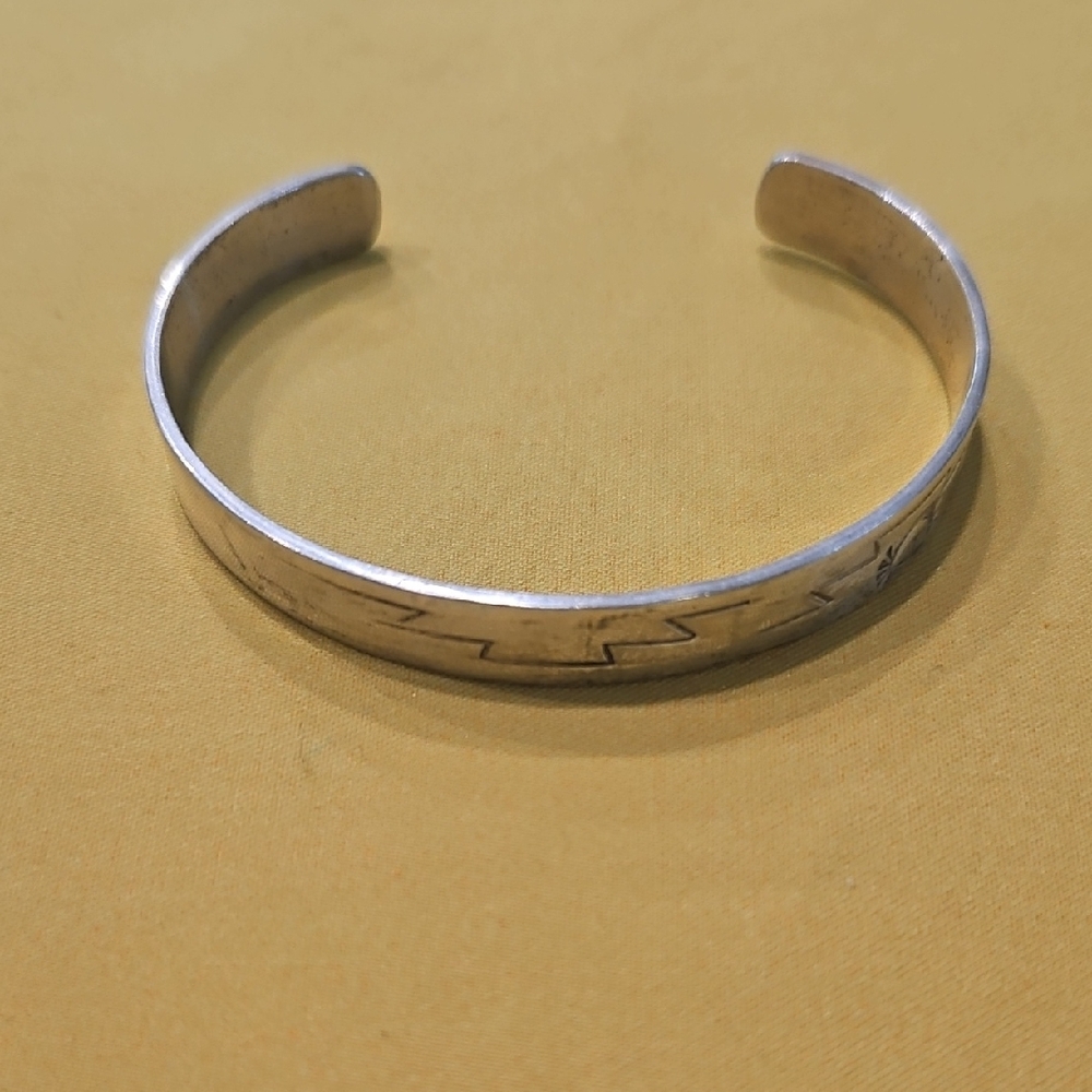 Native American Hand Made Sterling Cuff Bracelet With "IHMSS" Hallmark